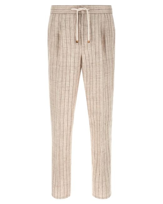 Brunello Cucinelli Natural Linen Casual Pants for men