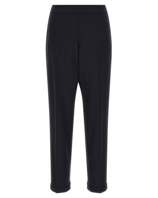 Alberto Biani Blue Cropped Wool-Blend Trousers