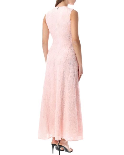 ROTATE BIRGER CHRISTENSEN Pink Embroidered Mesh Maxi Dress