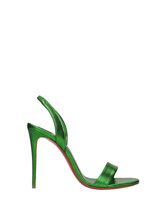 Christian Louboutin O Marlyn 100 Sandals In Green Leather Lyst