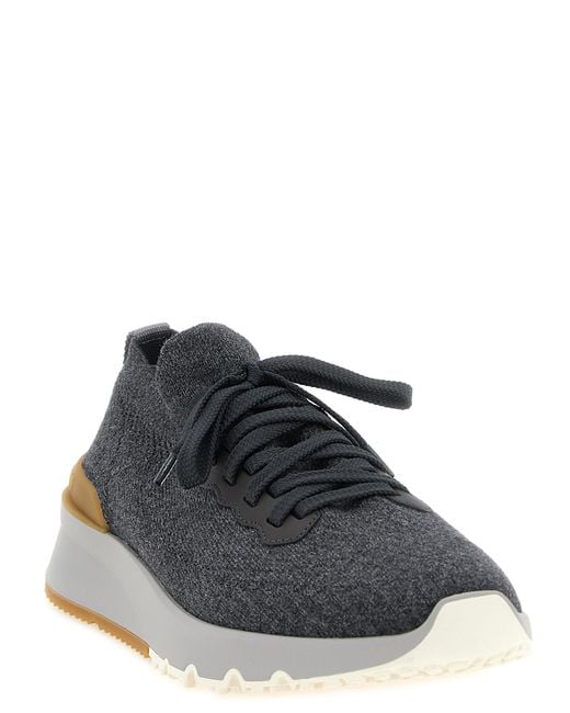 Brunello Cucinelli Gray Cotton Athletic Sneakers for men