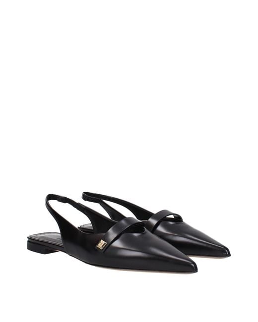 Max Mara Black Leather Ballet Flats