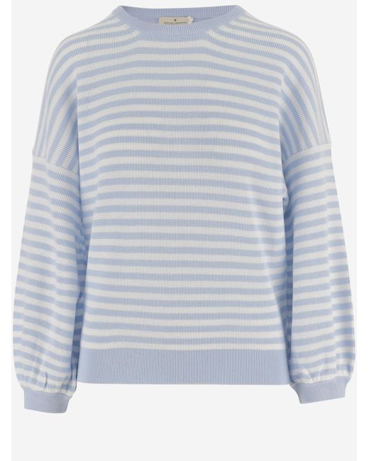 Bruno Manetti Gray Knit Striped Cotton Knitwear