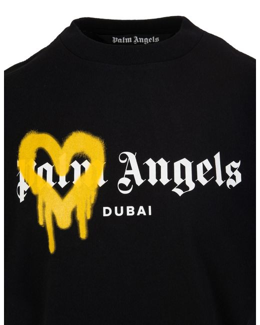 Yellow Spray Logo Dubai T-shirt for Men 