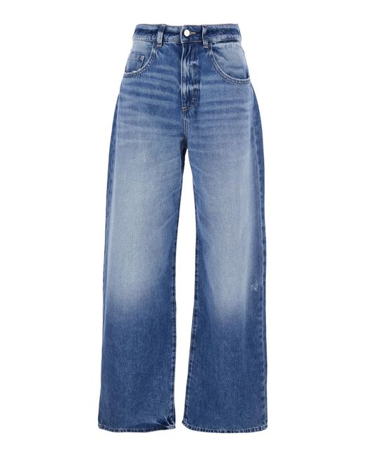 ICON DENIM Blue Five-Pocket Jeans With Logo Patch On The Back