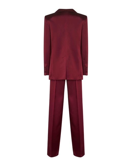 Blanca Vita Red Satin Telvera Suit Polyester Trouser Suits