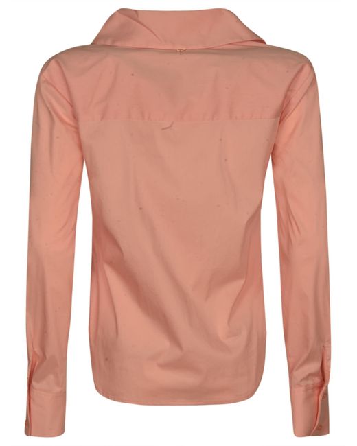 Blugirl Blumarine Pink Rose Applique Round Hem Shirt