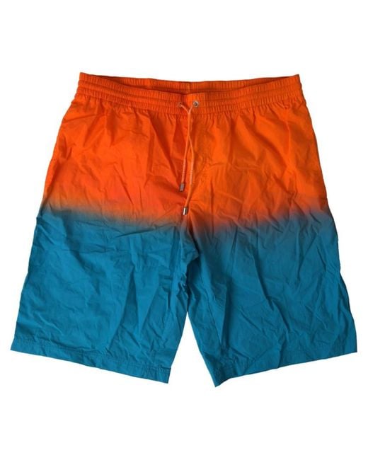 Dolce & Gabbana Orange Gradient Beachwear Swimwear Shorts Nylon Elastane for men