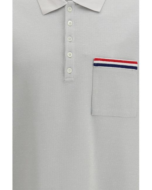 Thom Browne Gray Short-Sleeve Polo With Chest Pocket Shirts for men