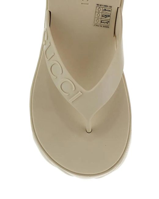 Gucci White Thong Platform Sandals