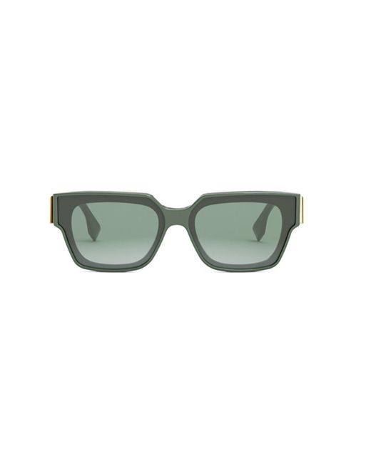 Fendi Green Rectangular Frame Sunglasses