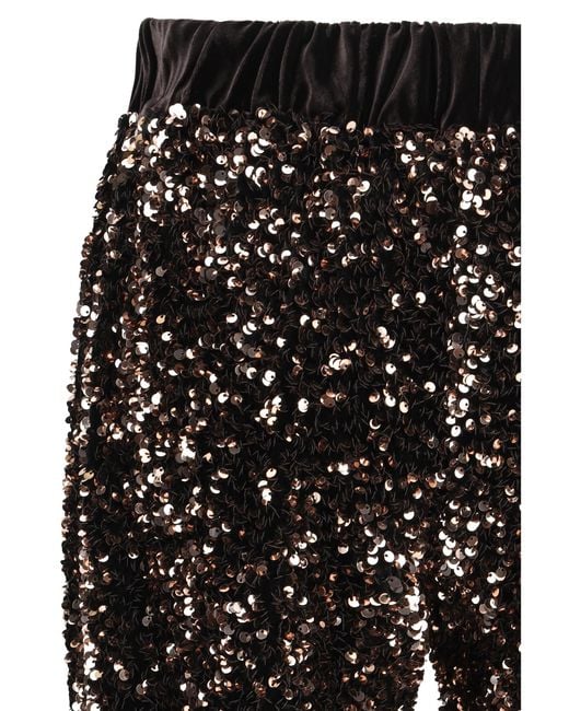 Ella Black Velvet Pants With Sequins Polyamide