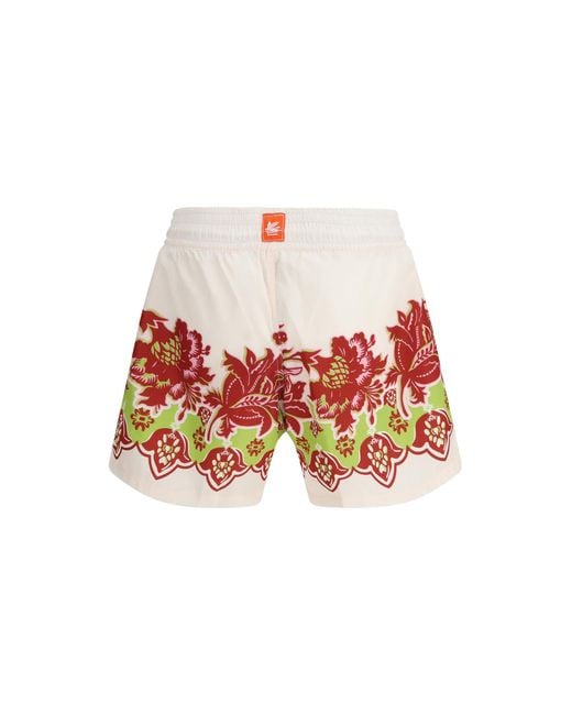 Etro White Swim Shorts With Floral Print Polyester Swimwear for men