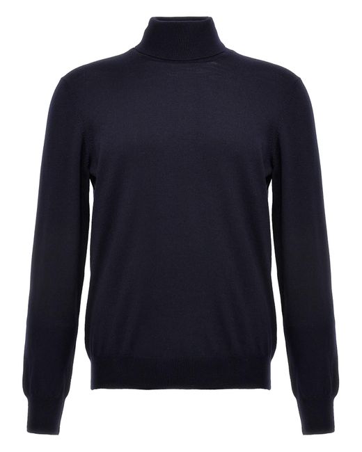 Tagliatore Blue Merino Turtleneck Sweater Sweater, Cardigans for men