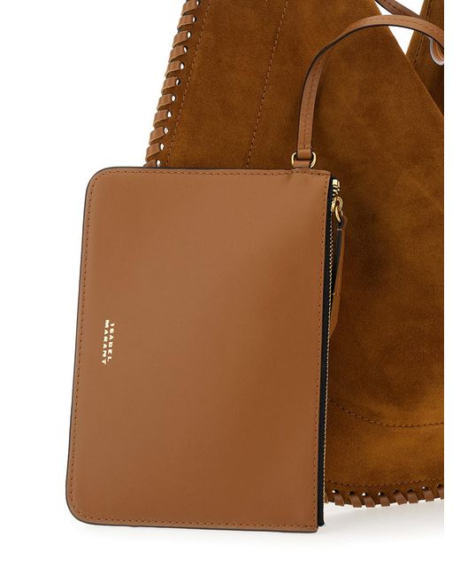 Isabel Marant Brown Crossbody Bag Oskan Hobo Suede Shoulder