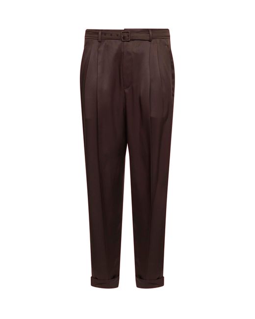 Saint Laurent Brown Chocolate Duchesse Silk Satin Slim-Fit Trousers for men