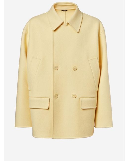 Fendi Yellow Wool Coat for men