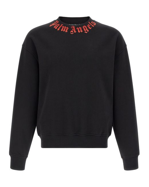 Palm Angels Black 'Neck Logo' Sweatshirt for men