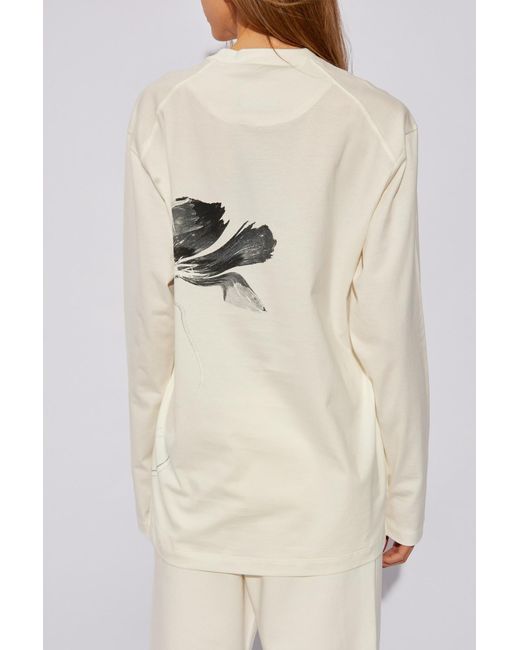 Y-3 White T-Shirt With Floral Motif for men