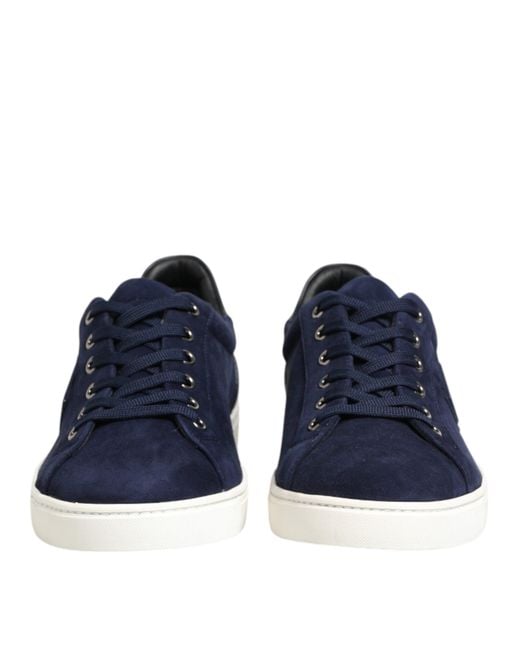 Dolce & Gabbana Blue Leather Suede Low Top Sneakers Shoes Goat for men