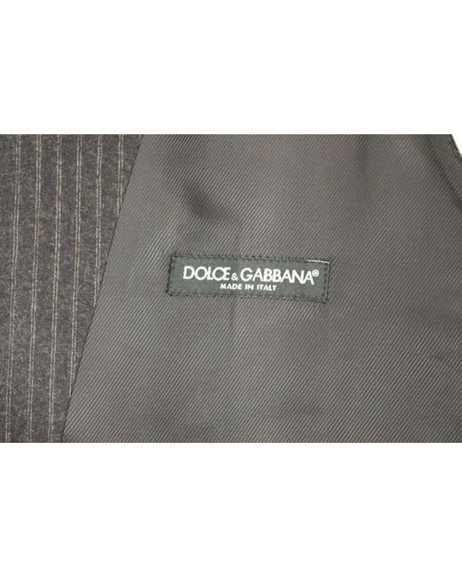 Dolce & Gabbana Black Striped Wool Single Breasted Vest Clothing for men