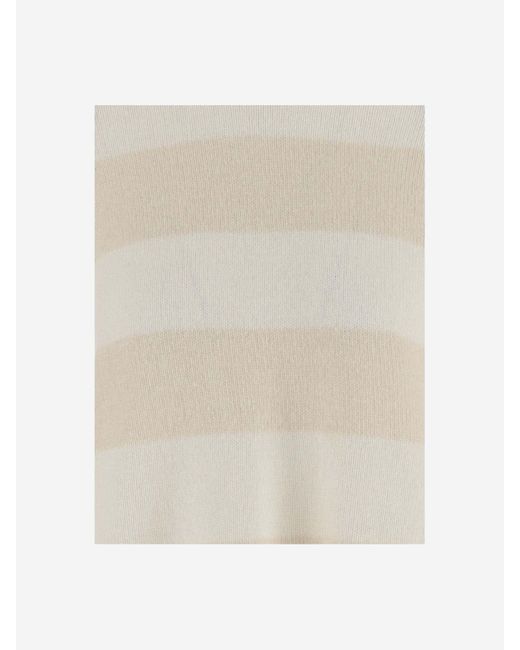 Allude Natural Wool And Cashmere Blend Striped Sweater