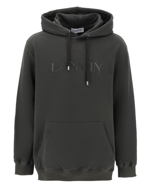 Lanvin Black Hoodie With Curb Embroidery for men