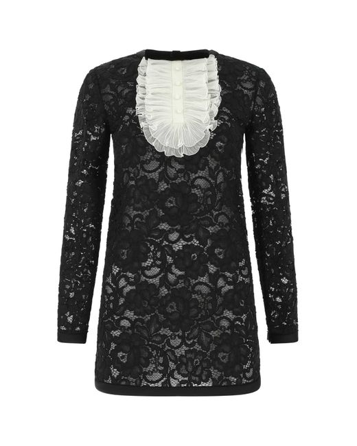 Saint Laurent Black Lace Mini Dress