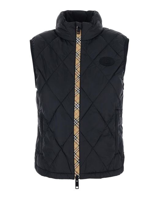 Burberry Blue Sleeveless Down Jacket Cheswick Polyamide Puffer