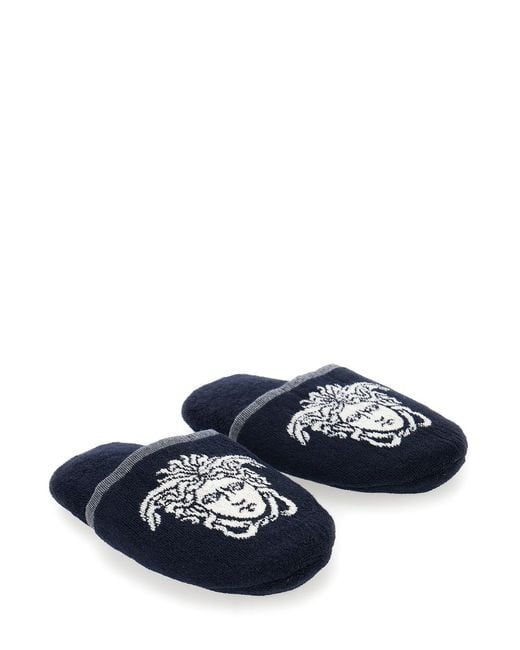 Versace Blue Slippers Terry Cotton