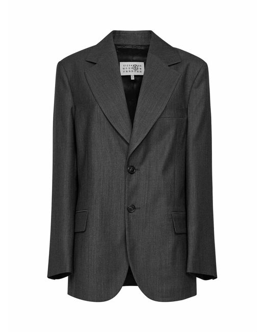 MM6 by Maison Margiela Black Virgin Wool And Cotton Oversized Blazer