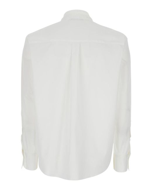 Le Plain White Shirt With Classic Collar And Button Cuffs