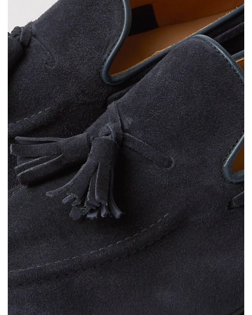 Tricker's Blue Elton Tassel Loafer Castorino Suede for men