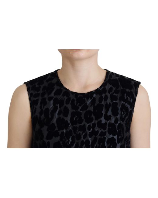 Dolce & Gabbana Black Elegant Leopard Pattern Mini Shift Dres