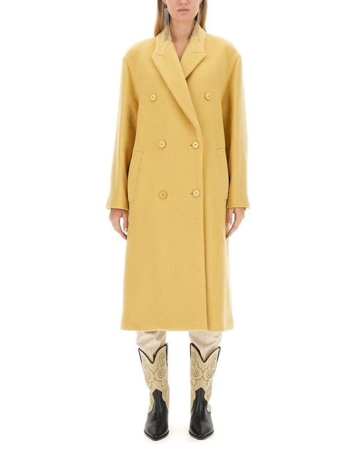 Isabel Marant Yellow Theodore Coat Virgin Wool Trench & Raincoats