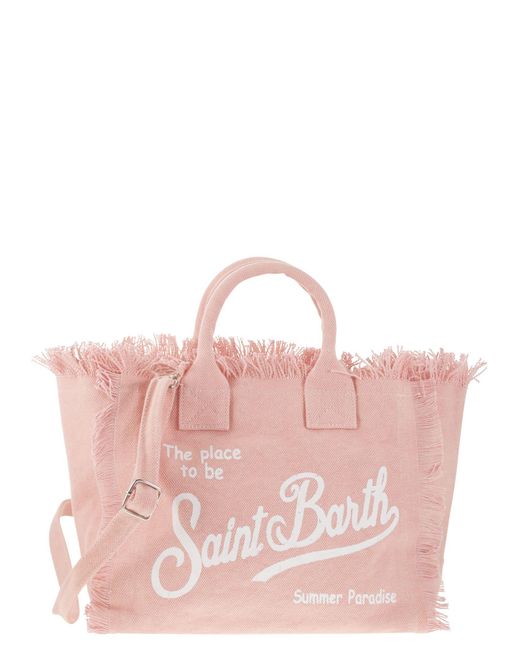 Mc2 Saint Barth Pink Colette Fringed Canvas Bag