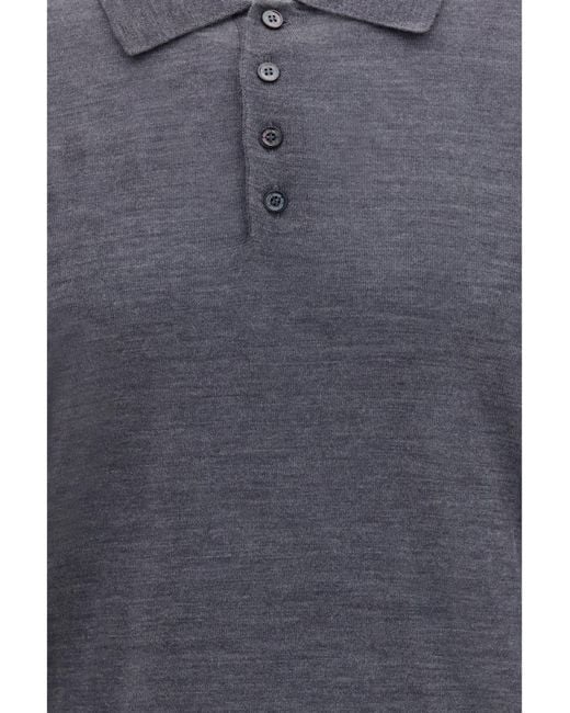 Golden Goose Deluxe Brand Blue Virgin Wool Polo Shirt Fleece Ovis Aries Knitwear for men