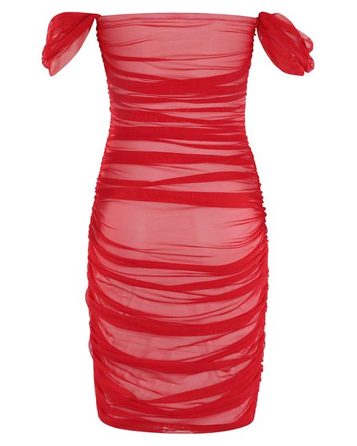 Norma Kamali Red Walter Dress To Knee W