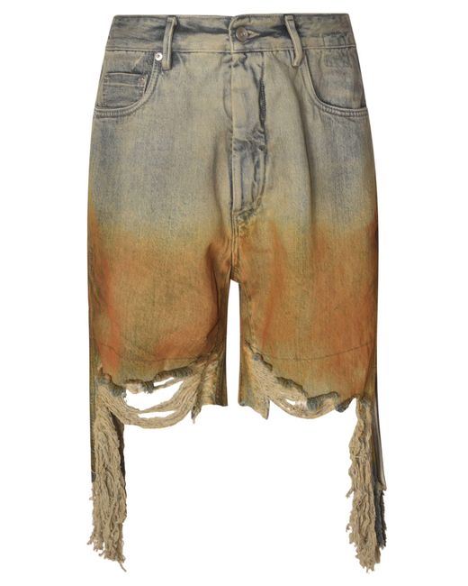 Rick Owens Multicolor Vintage Effect Distressed Denim Shorts for men