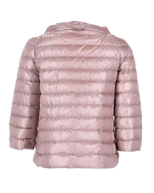 Herno Pink Reversible Padded Coat Polyamide Jacket