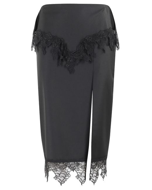 Blumarine Black Twill Skirt W Lace
