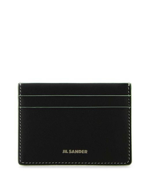 Jil Sander Black Leather Card Holder for men