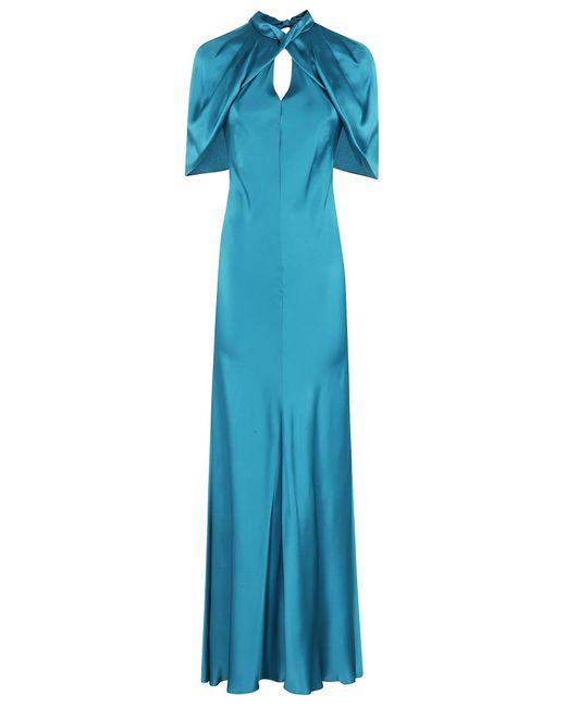 Alberta Ferretti Blue Satin Dress