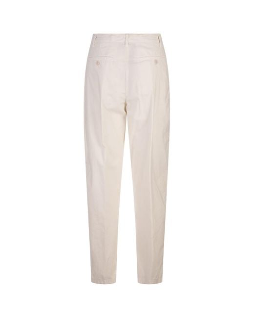 Aspesi White Natural Cotton Poplin Chino Trousers