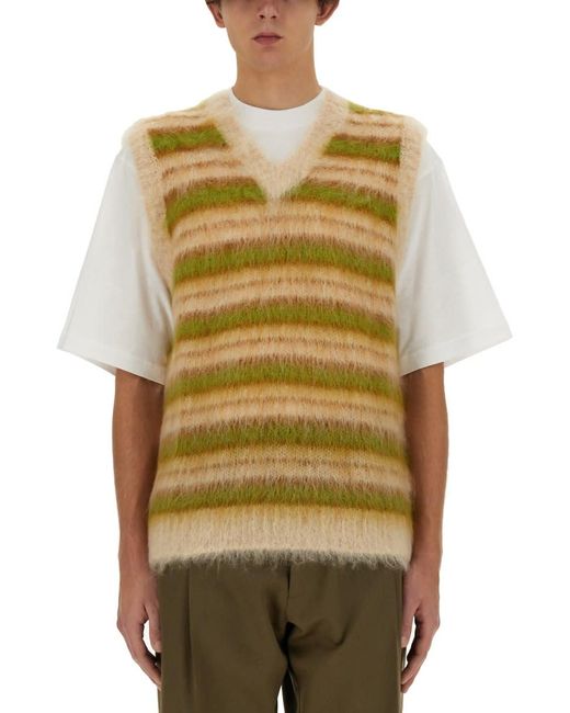 Marni Green Striped Vest for men