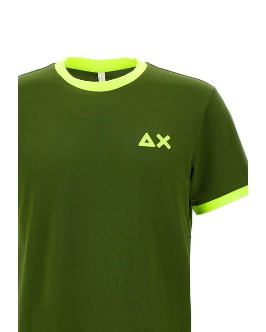 Sun 68 Green Fluo Logocotton T-Shirt for men