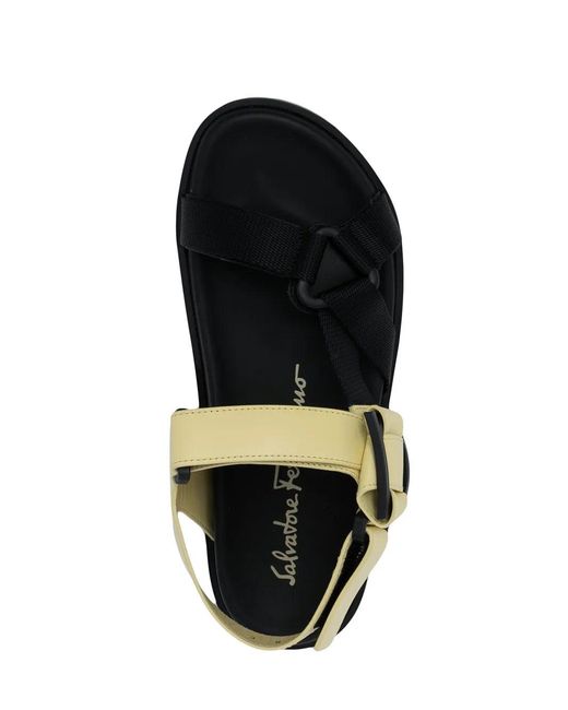 Ferragamo Yellow Ferragamo Gancini Touch-Strap Sandals