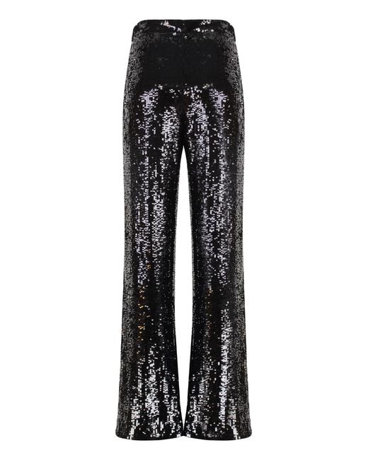 Nili Lotan Black Sequined Wide-Leg Trousers Viscose