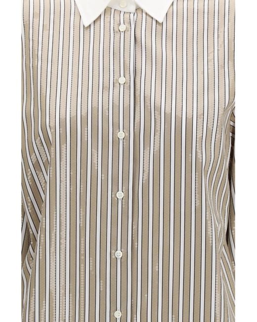 Brunello Cucinelli White Dazzling Stripes Cotton Shirt