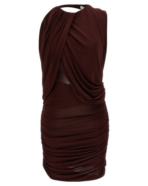 Magda Butrym Women's Purple Burgundy Ruffled Mini Dress With Draping